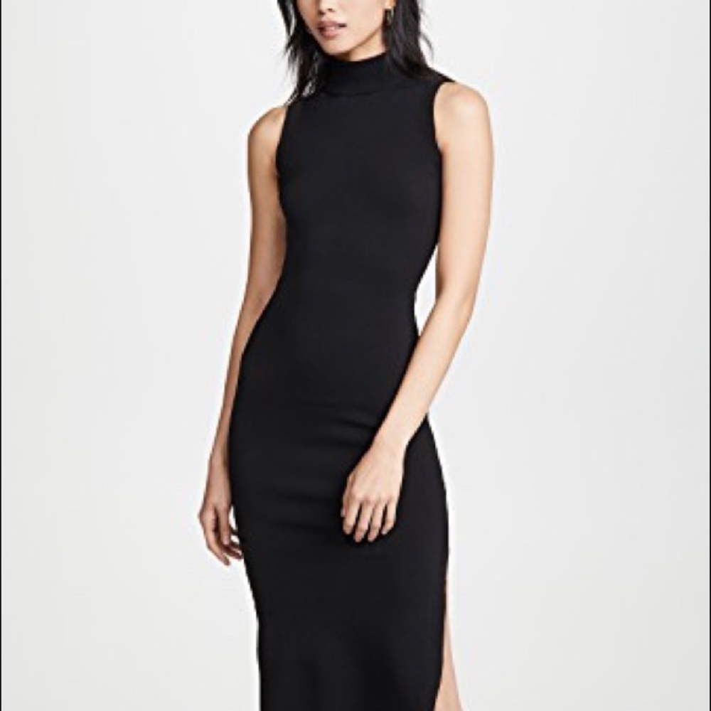 Nicholas mock neck sheath dress with side slit